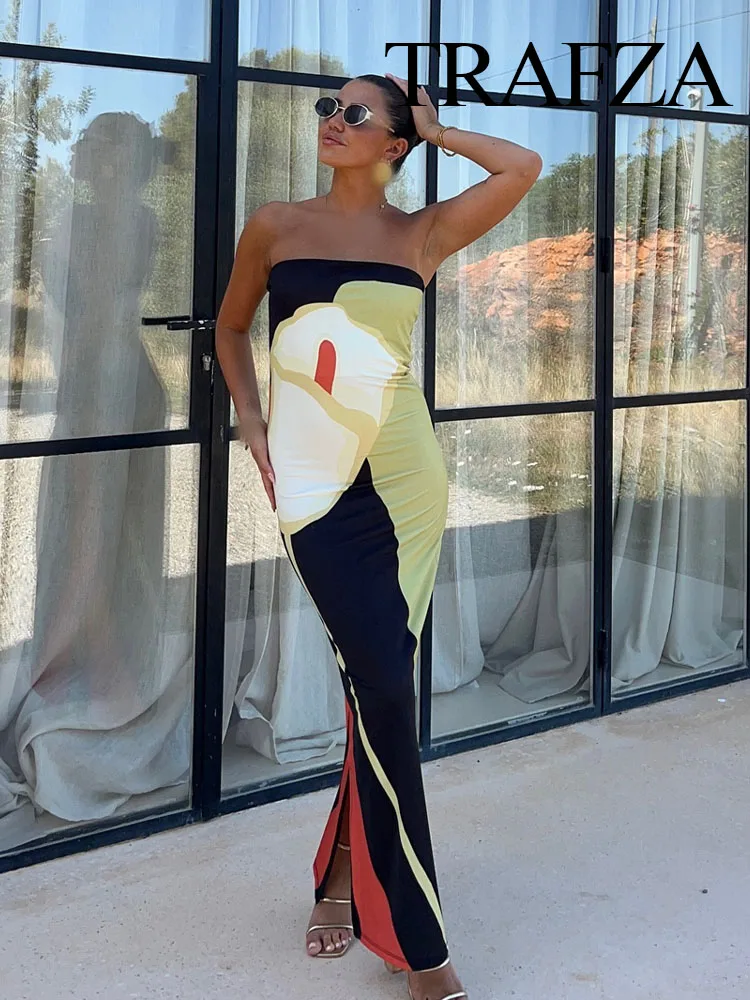 TRAFZA Summer New Women Printed Sleeveless Maxi Dress Woman Chic Beach Vacation Off Shoulder Backless Loose Dresses Mujer
TRAFZA Summer New Women Printed Sleeveless Maxi Dress Woman Chic Beach Vacation Off Shoulder Backless Loose Dresses Mujer
