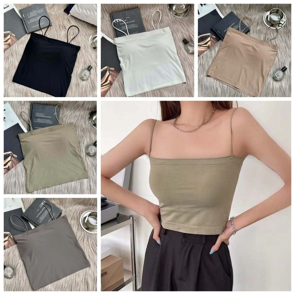 Fashion Sleeveless Ice Slik Crop Top Slim Traceless Women's Tank Top Simple Korean Bra with Pads Camisole Girl
Fashion Sleeveless Ice Slik Crop Top Slim Traceless Women's Tank Top Simple Korean Bra with Pads Camisole Girl