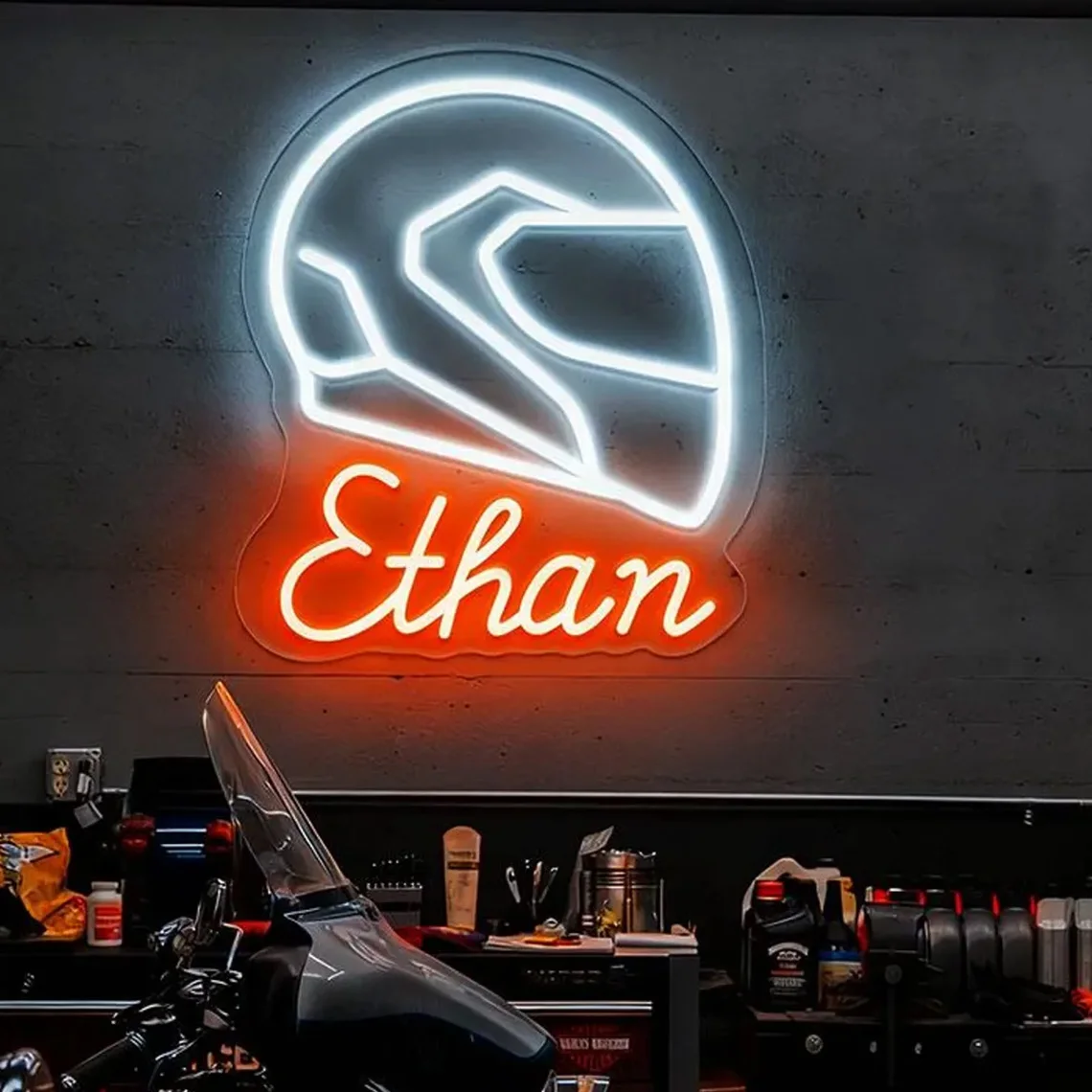 Custom Motorcyclist Name Neon Sign Motorcycle Helmet Light Neon Motorcycle Shop Logo Sign Personalized Name Garage Signs
Custom Motorcyclist Name Neon Sign Motorcycle Helmet Light Neon Motorcycle Shop Logo Sign Personalized Name Garage Signs
