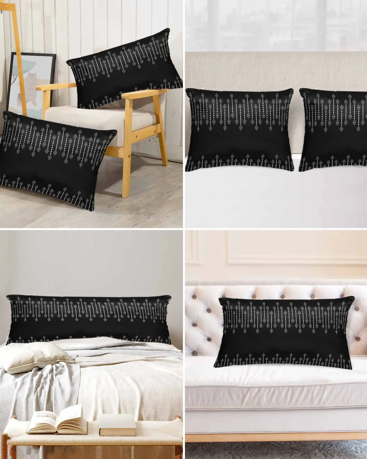 Boho Geometric Pattern Rhombus Black Bed Satin Pillowcase Modern Sofa Pillow Cover Case Bedroom Satin Cushion Covers Home Decor
Boho Geometric Pattern Rhombus Black Bed Satin Pillowcase Modern Sofa Pillow Cover Case Bedroom Satin Cushion Covers Home Decor