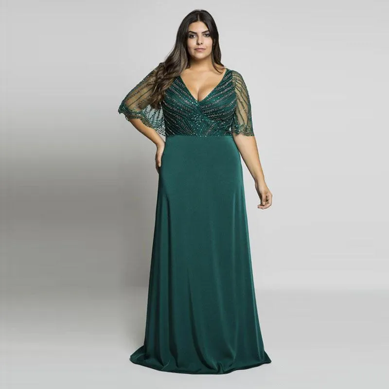 Special Dresses Party Formal Evening V Neck Beaded Half Sleeves Prom Gowns Plus Size Mother of the Bride Vestidos De Fiesta
Special Dresses Party Formal Evening V Neck Beaded Half Sleeves Prom Gowns Plus Size Mother of the Bride Vestidos De Fiesta