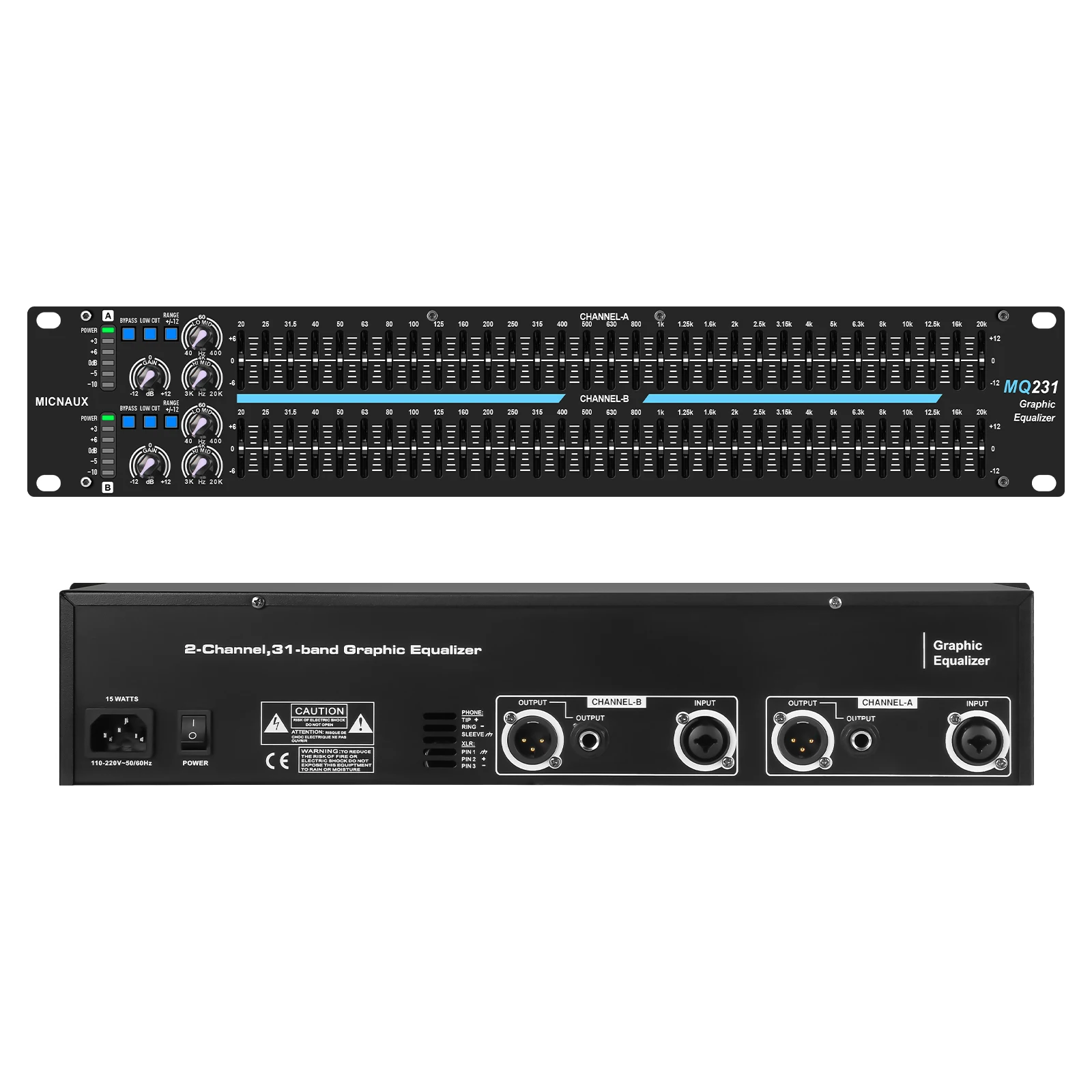 Fuluode Dual-channel 31-band Stereo Graphic Equalizer XLR & 6.5MM Input Output Precision Eq Sliders For Home Audio System
Fuluode Dual-channel 31-band Stereo Graphic Equalizer XLR & 6.5MM Input Output Precision Eq Sliders For Home Audio System