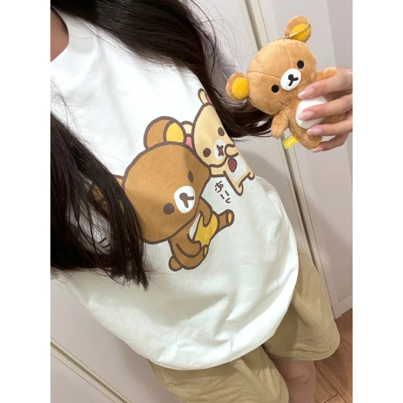 Rilakkuma Printed Short-Sleeve T-Shirt Casual Round-Neck White Top Cute Bear Graphic Top Fashion Cotton T-Shirt Summer Clothing
Rilakkuma Printed Short-Sleeve T-Shirt Casual Round-Neck White Top Cute Bear Graphic Top Fashion Cotton T-Shirt Summer Clothing
