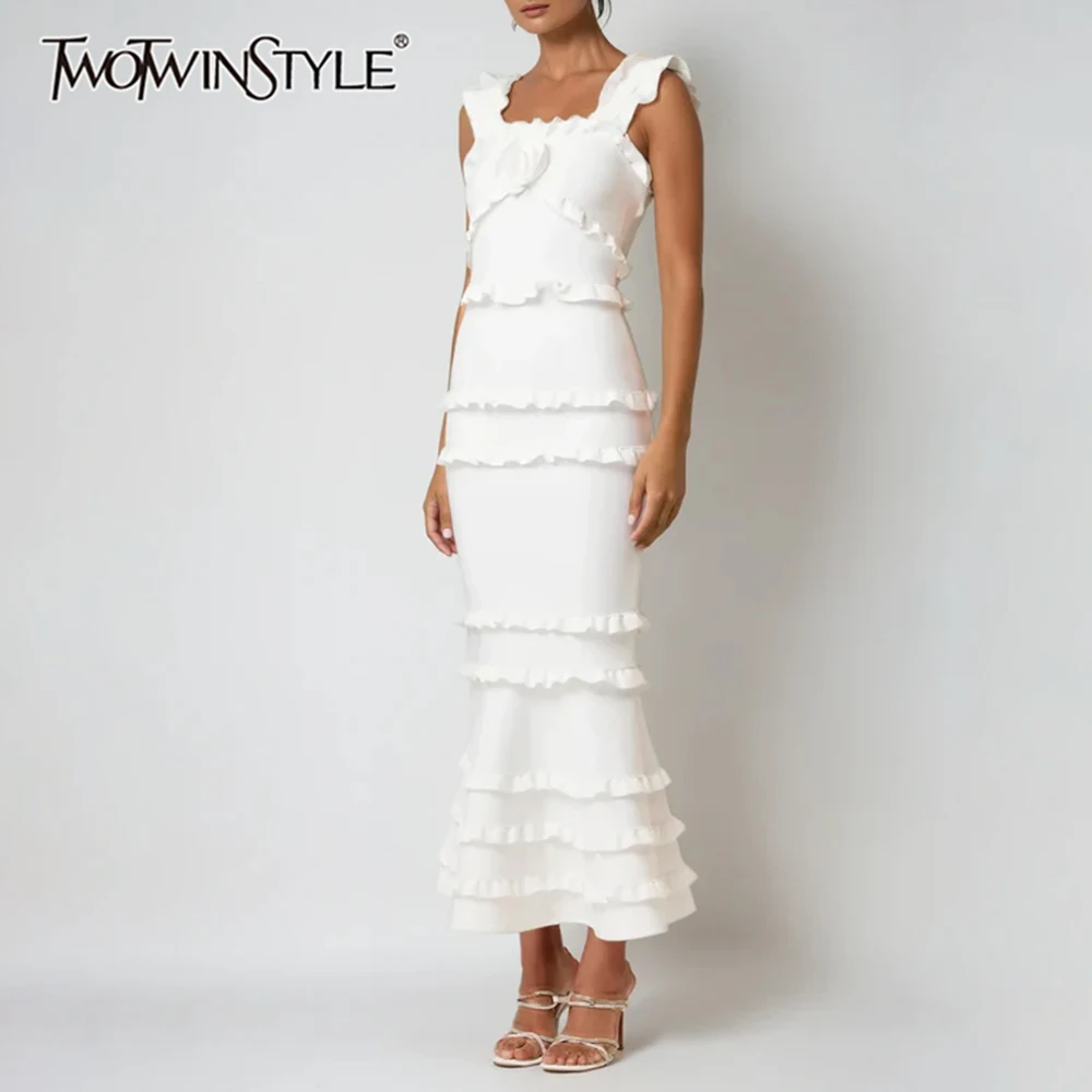 TWOTWINSTYLE Solid Slimming Spliced 3D Flower Dresses for Women Square Neck Sleeveless Patchwork Folds Dress Female Clothing New
TWOTWINSTYLE Solid Slimming Spliced 3D Flower Dresses for Women Square Neck Sleeveless Patchwork Folds Dress Female Clothing New