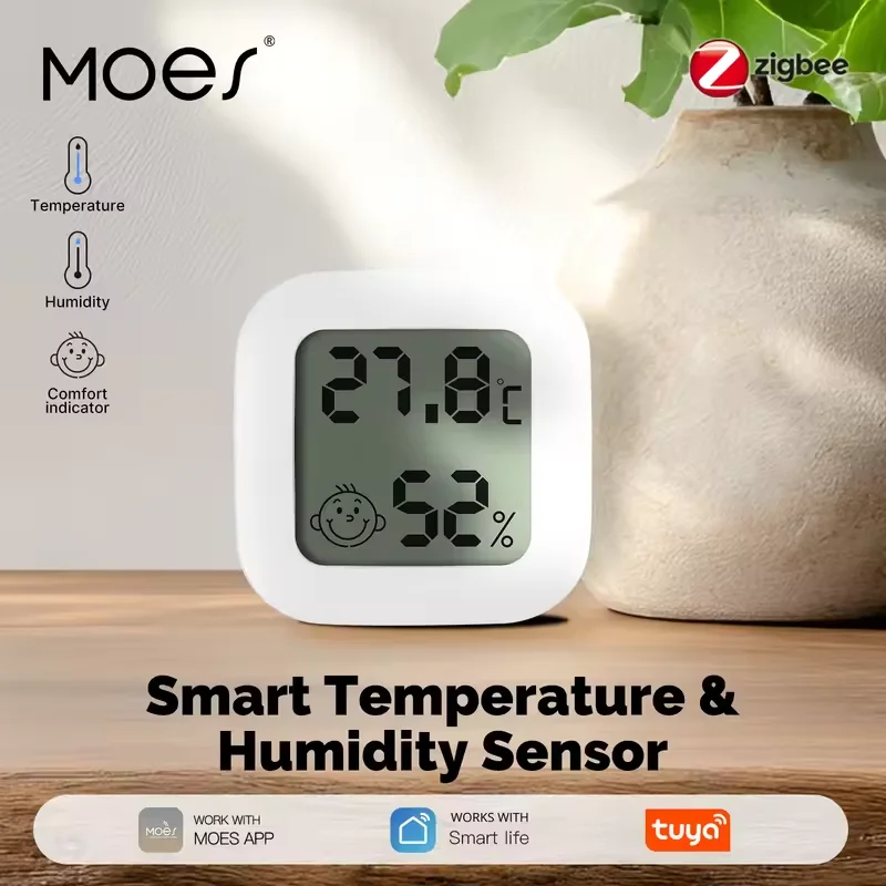 MOES Zigbee Tuya Smart Indoor Temperature Humidity Sensor with LCD display screen App Remote Monitor Work With Smart Life APP
MOES Zigbee Tuya Smart Indoor Temperature Humidity Sensor with LCD display screen App Remote Monitor Work With Smart Life APP