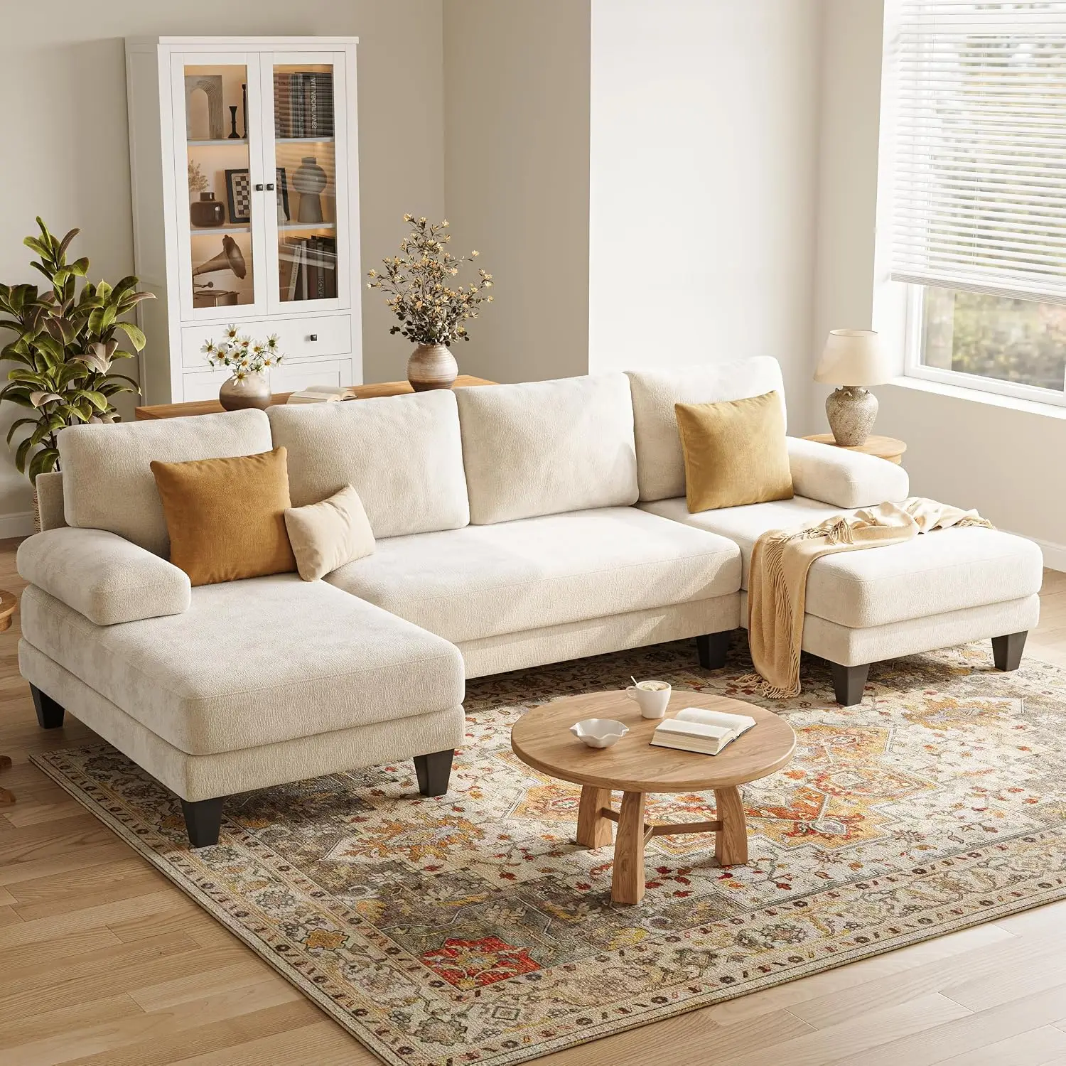 U-Shaped Sectional Couches for Living Room | 112 Inch Modern Sectional Couch | Warm White Chenille Sofa with Double Chaise for A
U-Shaped Sectional Couches for Living Room | 112 Inch Modern Sectional Couch | Warm White Chenille Sofa with Double Chaise for A