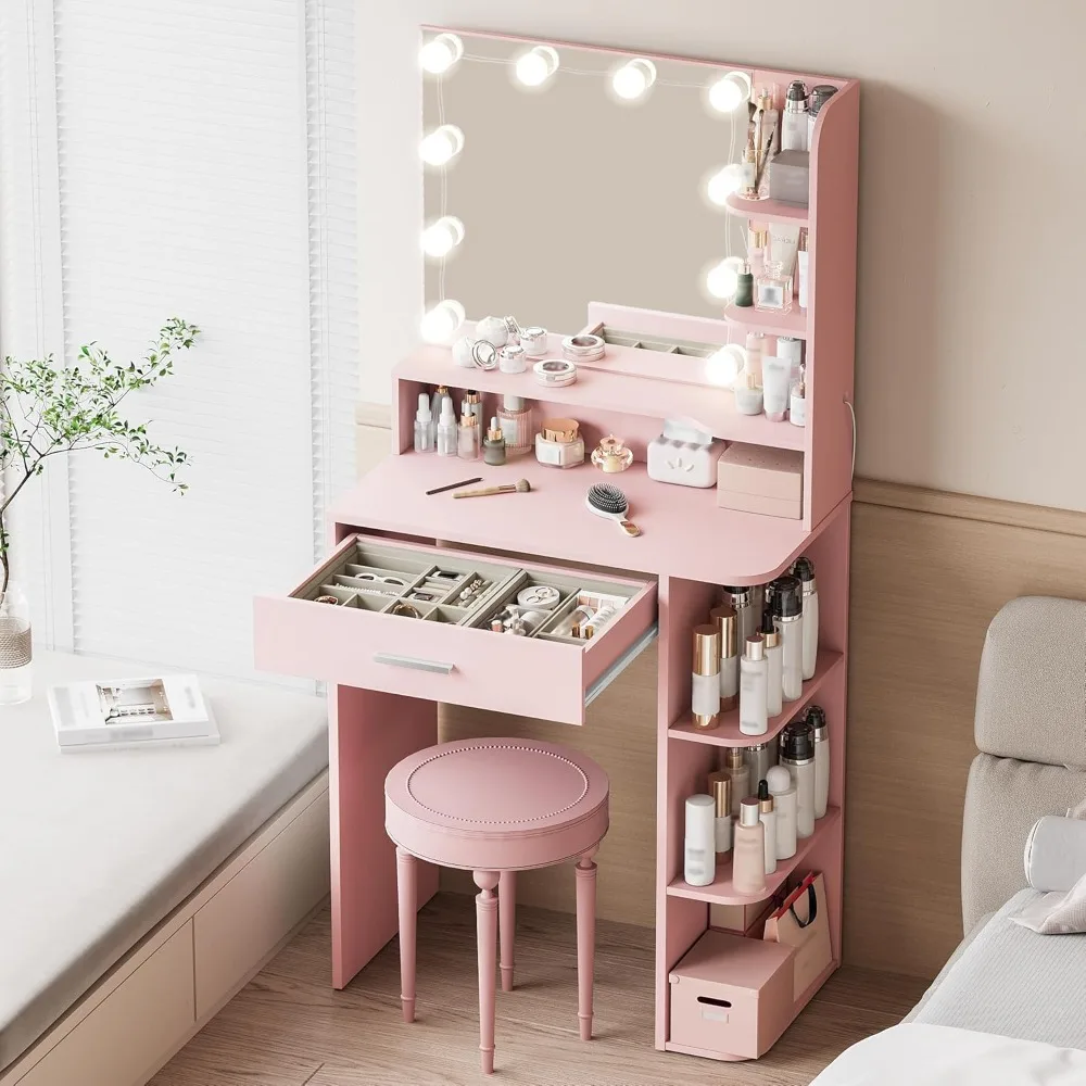 Makeup Vanity Desk with Mirror and Lights, 26.4”Small Vanity Mirror with Lights with Large Drawer and 6 Level, Customized
Makeup Vanity Desk with Mirror and Lights, 26.4”Small Vanity Mirror with Lights with Large Drawer and 6 Level, Customized