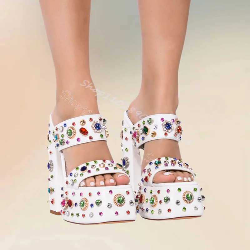 Colorful Crystal Decor White Open Toe Platform Slippers Slip On Women Shoes Chunky High Heels Banquet 2024 Zapatos Para Mujere
Colorful Crystal Decor White Open Toe Platform Slippers Slip On Women Shoes Chunky High Heels Banquet 2024 Zapatos Para Mujere