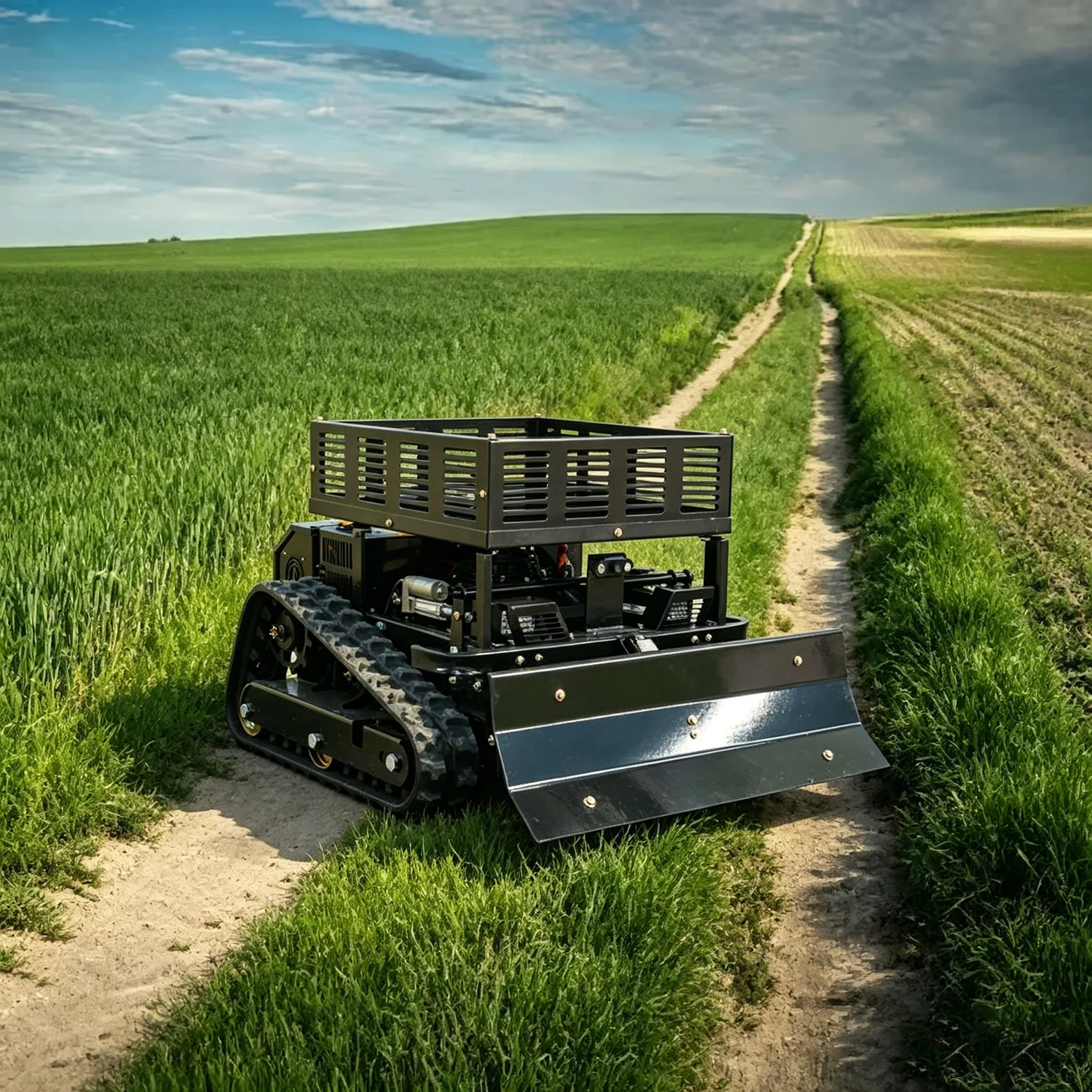 Customized remote-controlled tracked lawn mower, cutting width 550mm, four stroke, suitable for narrow fields
Customized remote-controlled tracked lawn mower, cutting width 550mm, four stroke, suitable for narrow fields