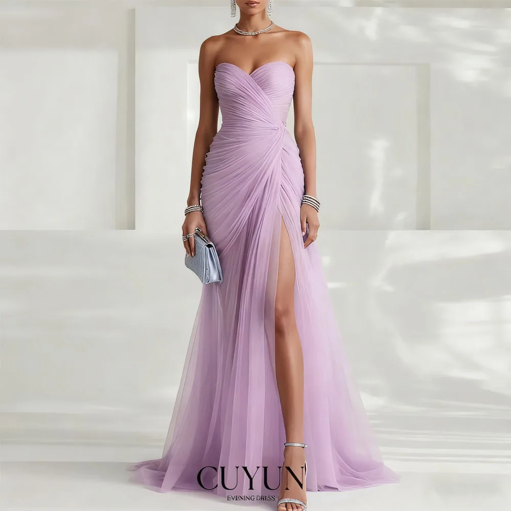 CUYUN Lavender Sexy Elegant Women Evening Dresses Sweetheart Strapless High Slit Prom Dress Customized Party Gown Formal Dresses
CUYUN Lavender Sexy Elegant Women Evening Dresses Sweetheart Strapless High Slit Prom Dress Customized Party Gown Formal Dresses