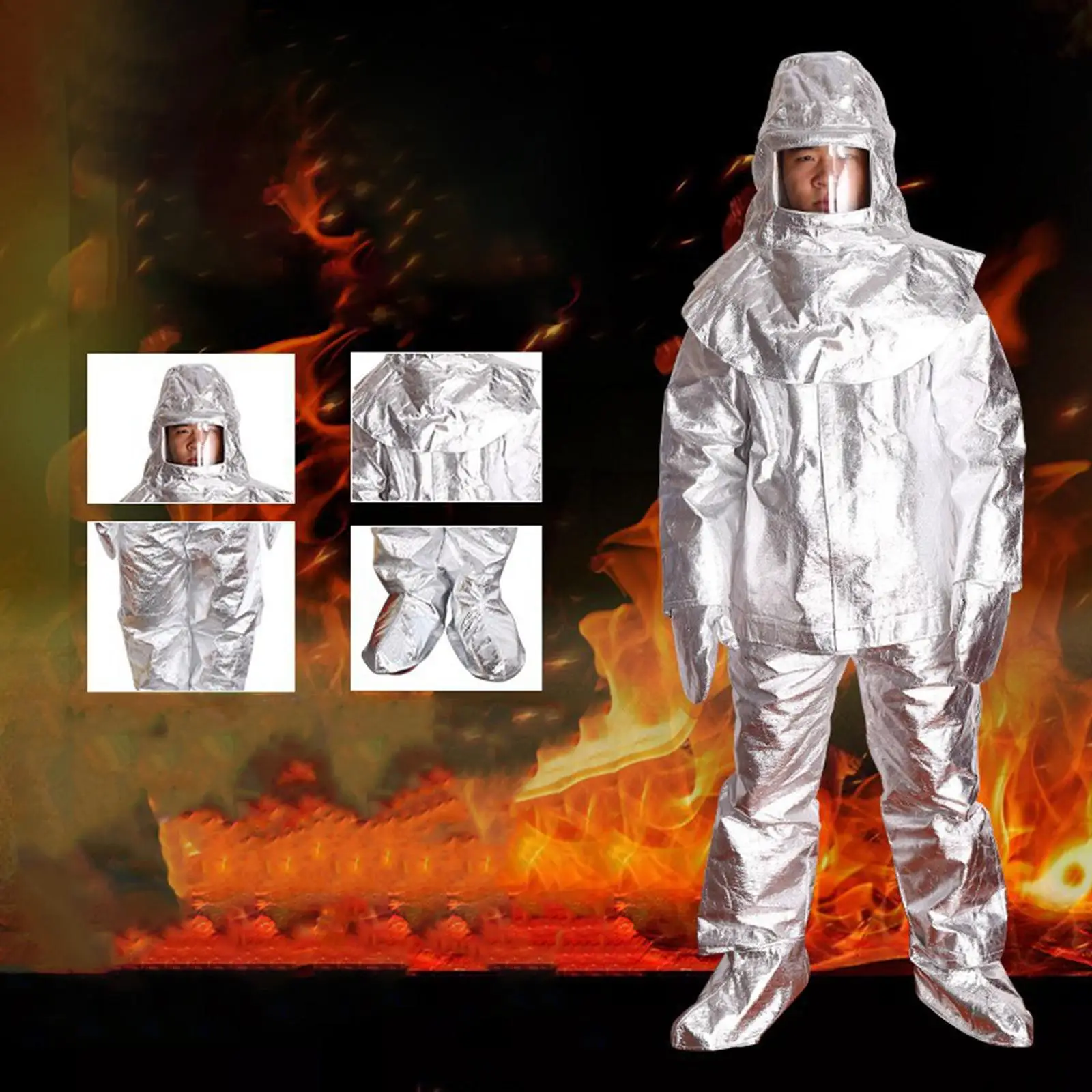 Flameproof Aluminium Foil Suit Work Clothes Composite Aluminium Foil Aluminum Foil Composite Fabric Anti Thermal Radiation Suit
Flameproof Aluminium Foil Suit Work Clothes Composite Aluminium Foil Aluminum Foil Composite Fabric Anti Thermal Radiation Suit