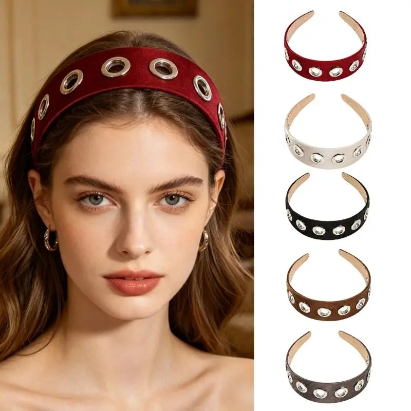 A52E Fashionable Metal Rings Embellished Wide Headband Comfortable Fabric Hair Band For Women And Girls
A52E Fashionable Metal Rings Embellished Wide Headband Comfortable Fabric Hair Band For Women And Girls