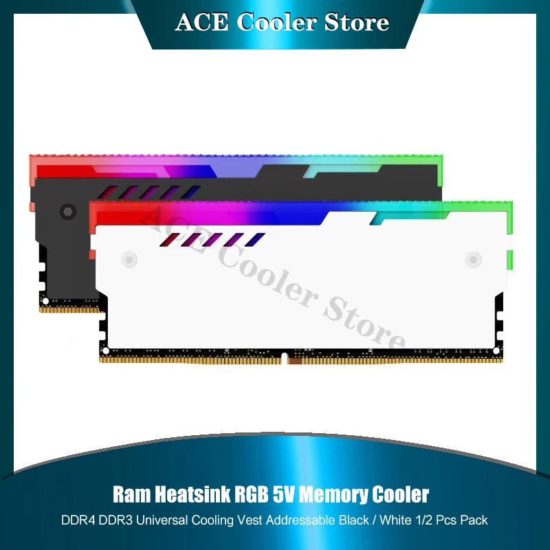 PC Deskstop Ram Armor RGB 5V DDR4 DDR3 Heatsink Memory Vest ARGB 5V AURA Addressable Black White 1/2 Pcs Pack
PC Deskstop Ram Armor RGB 5V DDR4 DDR3 Heatsink Memory Vest ARGB 5V AURA Addressable Black White 1/2 Pcs Pack