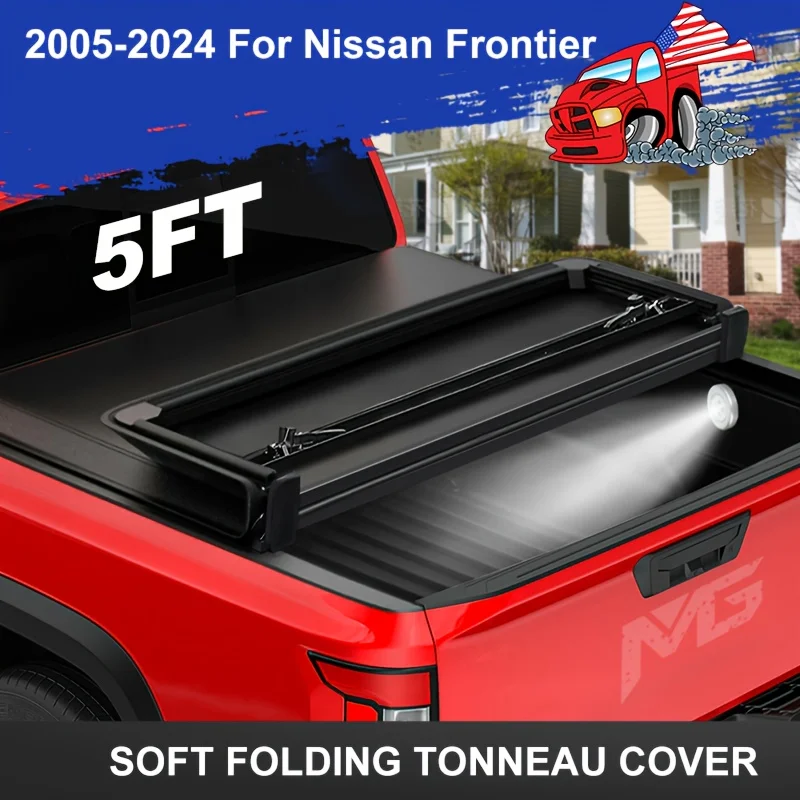 Soft Tri-Fold Tonneau Cover Compatible with for NISSAN Frontier Models from 2005 to 2024 And for SUZUKI Equator Models from 2009 to 2012, Designed for 5-Foot (59.5 Inches) Truck Beds with a Track System
Soft Tri-Fold Tonneau Cover Compatible with for NISSAN Frontier Models from 2005 to 2024 And for SUZUKI Equator Models from 2009 to 2012, Designed for 5-Foot (59.5 Inches) Truck Beds with a Track System