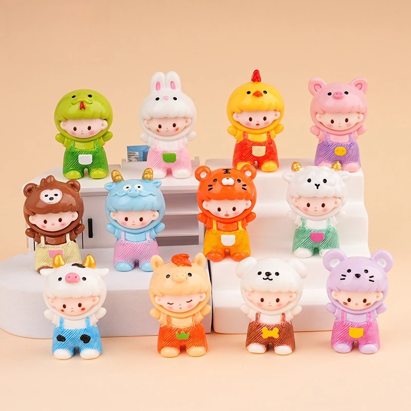Cartoon Chinese Zodiac Figurines Resin Cute Doll House Miniatures Office Desktop Car Decorations Cute Handmade Mini Ornaments
Cartoon Chinese Zodiac Figurines Resin Cute Doll House Miniatures Office Desktop Car Decorations Cute Handmade Mini Ornaments