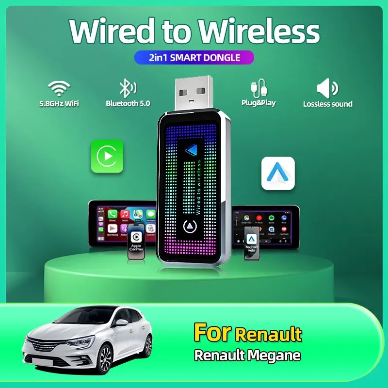 Portable Wireless Carplay Adapter Android Auto Compatibility and For Apple Carplay with Easy Setup Dongle For Renault Megane
Portable Wireless Carplay Adapter Android Auto Compatibility and For Apple Carplay with Easy Setup Dongle For Renault Megane