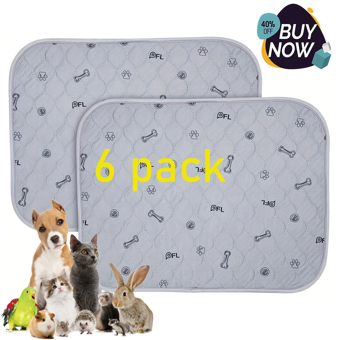 2/6-Pack 24"X 16" Reusable Puppy Training Pads - Ultra-Absorbent, Washable, Non-Slip Dog Pee Mats for Dogs - All-Day Protection Against Urine Leakage, Essential for Dog Training
2/6-Pack 24"X 16" Reusable Puppy Training Pads - Ultra-Absorbent, Washable, Non-Slip Dog Pee Mats for Dogs - All-Day Protection Against Urine Leakage, Essential for Dog Training