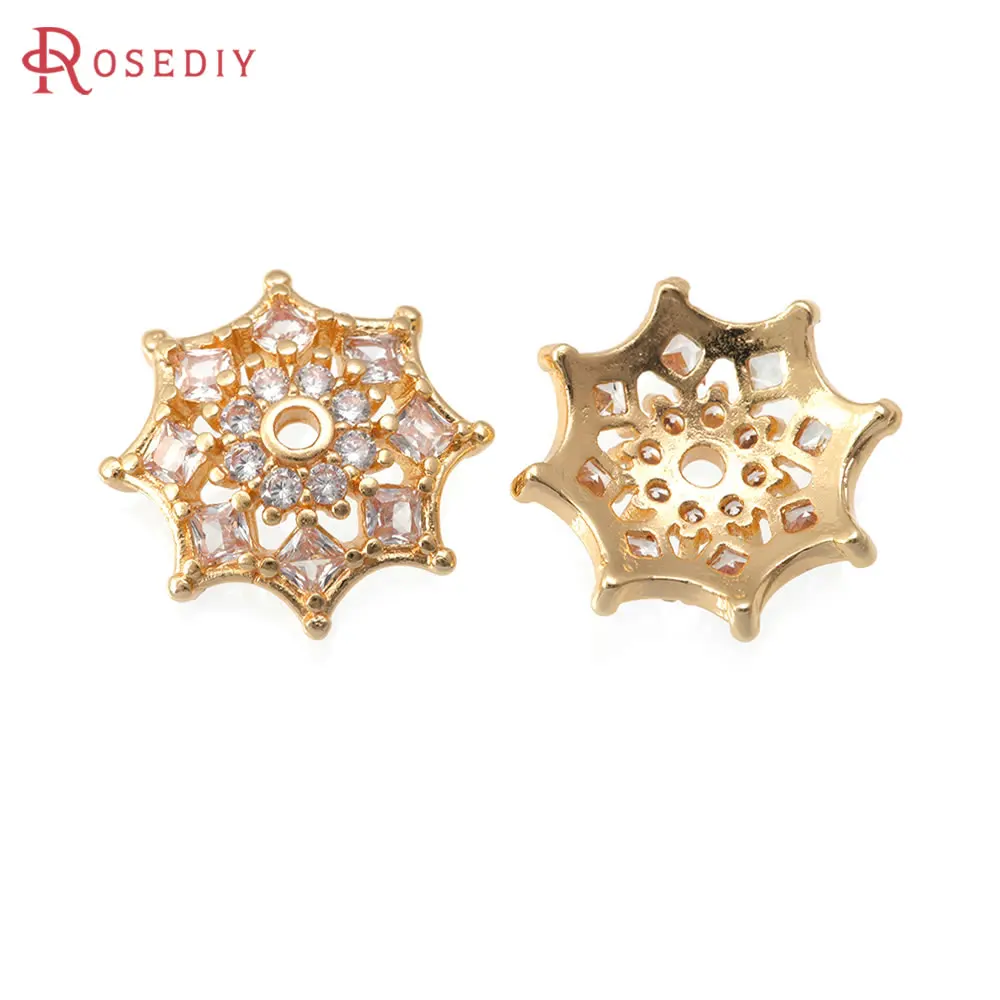 18K Gold Color Brass Zircon Flower Beads Caps High Quality Necklace Earrings Jewelry Diy Accessories Jewellery Making Materials
18K Gold Color Brass Zircon Flower Beads Caps High Quality Necklace Earrings Jewelry Diy Accessories Jewellery Making Materials