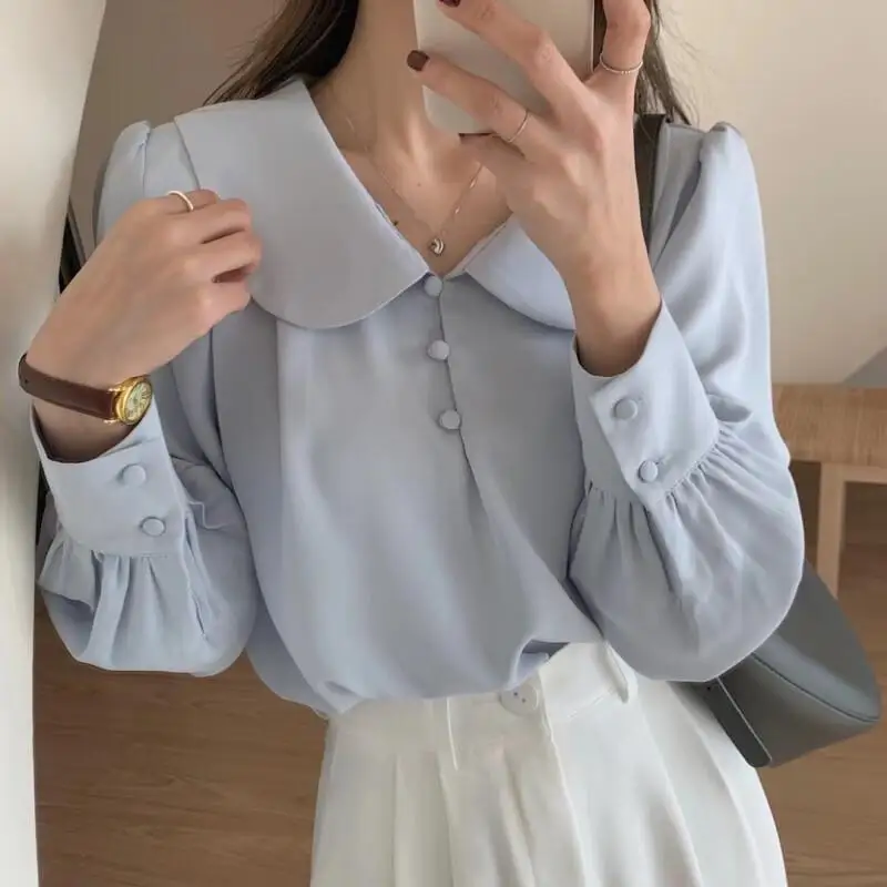 Fashion Casual Doll Collar Blouse Chiffon Womens Spring Summer New Retro Bubble Sleeve Comfortable Oversized Casual Blouse
Fashion Casual Doll Collar Blouse Chiffon Womens Spring Summer New Retro Bubble Sleeve Comfortable Oversized Casual Blouse