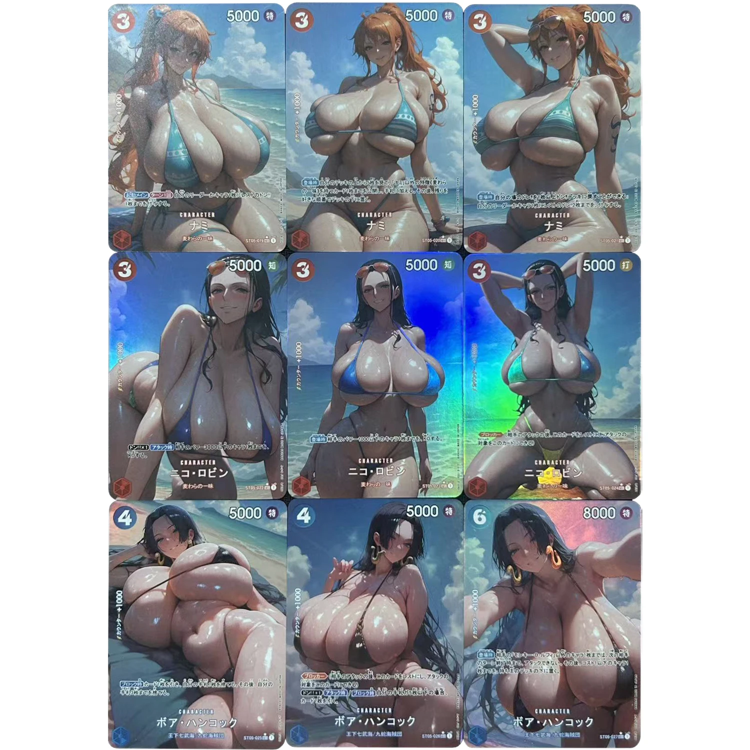 9Pcs/set ONE PIECE Nami Robin Hancock ACG Color Flash Card OPCG Diy Self Made Classic Anime Collection Cards Gift Toy
9Pcs/set ONE PIECE Nami Robin Hancock ACG Color Flash Card OPCG Diy Self Made Classic Anime Collection Cards Gift Toy