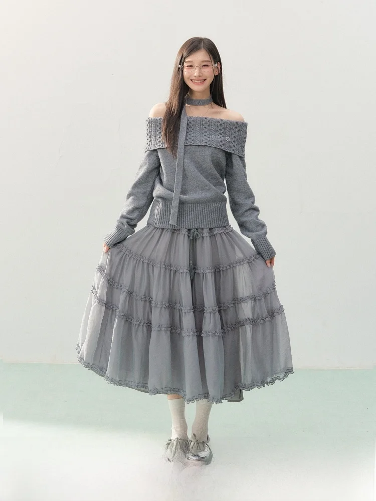 ELEVEN SP Grey A-Line Long Skirt Women's Korean Style Half Skirt High Waist Comfortable Soft Fabric City Commute Casual Date
ELEVEN SP Grey A-Line Long Skirt Women's Korean Style Half Skirt High Waist Comfortable Soft Fabric City Commute Casual Date