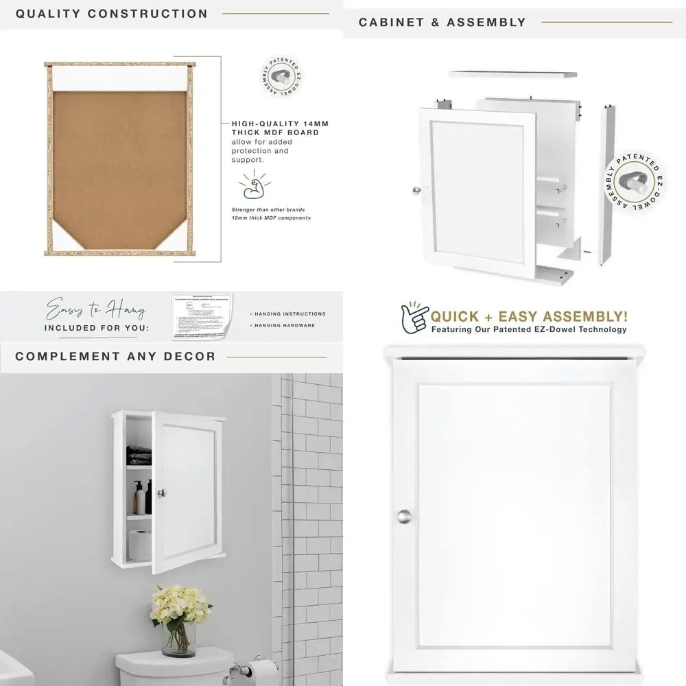 18x23 Inch White Wall-Mounted Medicine Cabinet, Space-Saving Bathroom Storage and Over-The-Toilet Organizer
18x23 Inch White Wall-Mounted Medicine Cabinet, Space-Saving Bathroom Storage and Over-The-Toilet Organizer
