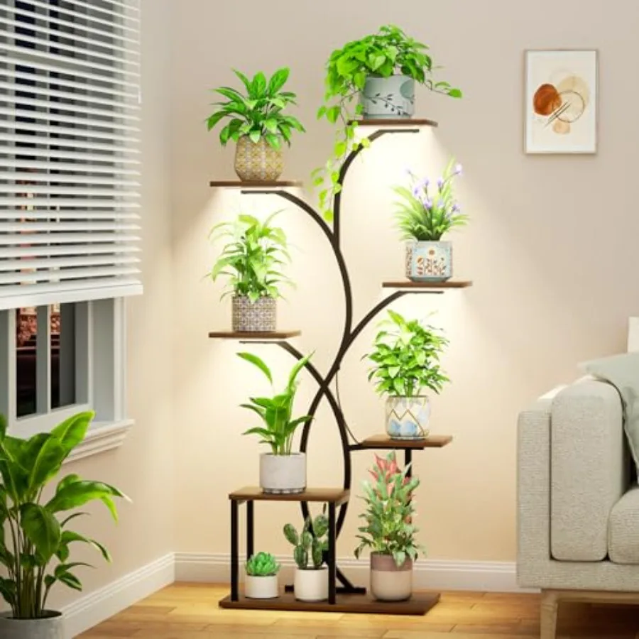 Indoor Plant Stand with 4 Grow Lights - 7-Tier Metal Corner Shelf in Black for Home Balcony Patio and Room Use Energy-Efficient
Indoor Plant Stand with 4 Grow Lights - 7-Tier Metal Corner Shelf in Black for Home Balcony Patio and Room Use Energy-Efficient