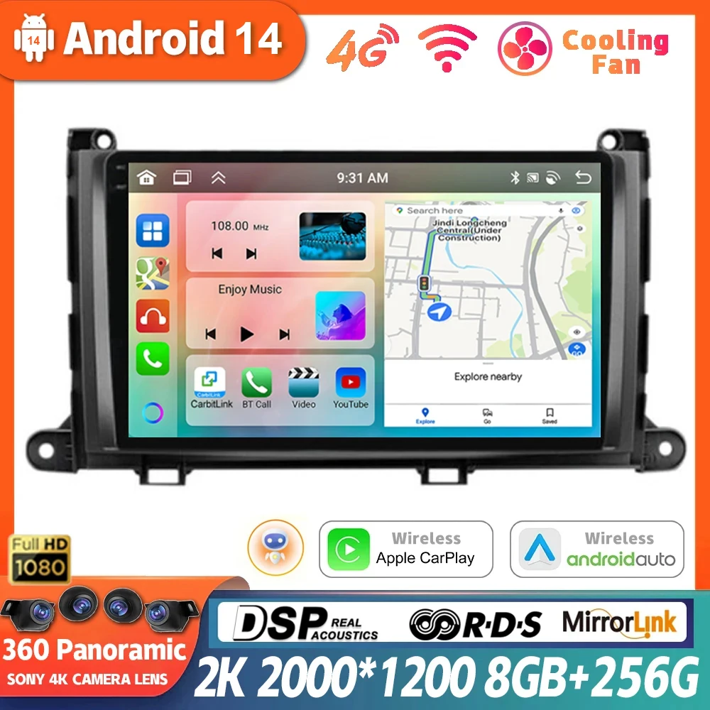 Android 14 для Toyota Sienna 2009 2010 2011 2012 2013 2014 Автомобильный GPS-плеер стерео радио 360 камера головное устройство 4G WIFI Carplay авто
Android 14 для Toyota Sienna 2009 2010 2011 2012 2013 2014 Автомобильный GPS-плеер стерео радио 360 камера головное устройство 4G WIFI Carplay авто