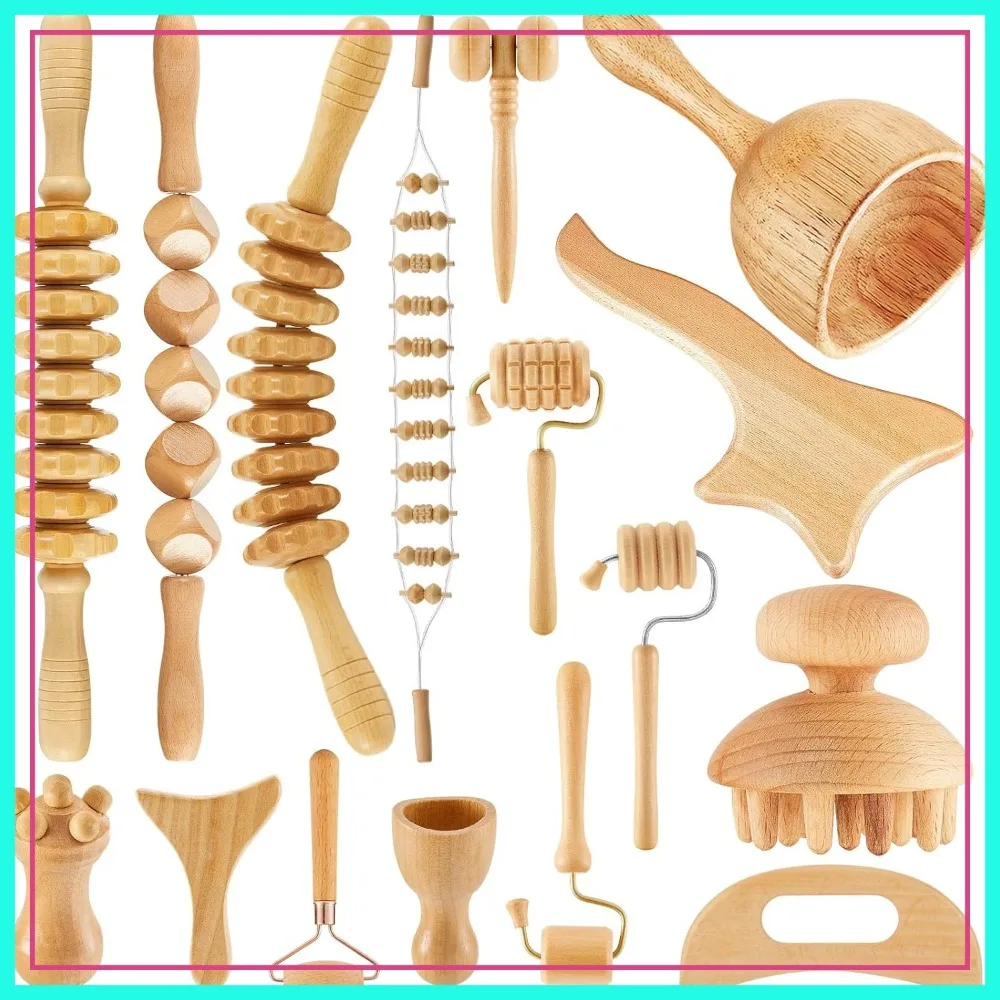 16-in-1 Wood Therapy Massage Tools Set for Body Sculpting, Muscle Pain Relief, Lymphatic Drainage, Face Massage
16-in-1 Wood Therapy Massage Tools Set for Body Sculpting, Muscle Pain Relief, Lymphatic Drainage, Face Massage