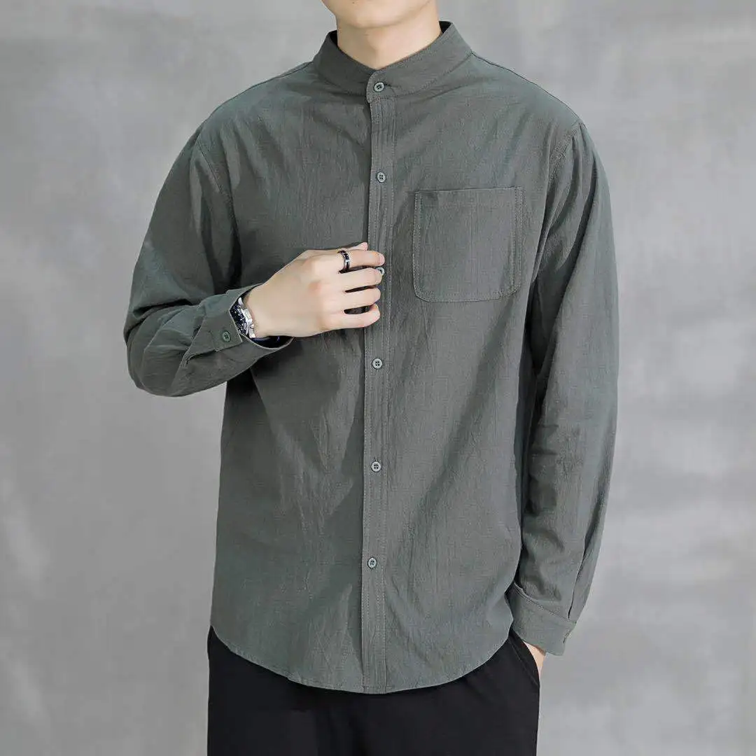 Spring And Autumn New Fashion Men's Shirts Solid Long Sleeve Standing Neck Shirt Men's Korean Fashion Large Shirt Men's Clothing
Spring And Autumn New Fashion Men's Shirts Solid Long Sleeve Standing Neck Shirt Men's Korean Fashion Large Shirt Men's Clothing