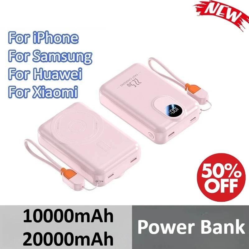 10000mAh 20000mAh Wireless Power Bank For iPhone 17/16/15/14/13 For Samsung For Huawei For Xiaomi Built in Cables
10000mAh 20000mAh Wireless Power Bank For iPhone 17/16/15/14/13 For Samsung For Huawei For Xiaomi Built in Cables
