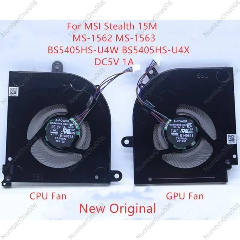 New Original Laptop CPU GPU Cooling Fan For MSI Stealth 15M Fan MS-1562 MS-1563 BS5405HS-U4W B S5405HS-U4X DC5V 1A
New Original Laptop CPU GPU Cooling Fan For MSI Stealth 15M Fan MS-1562 MS-1563 BS5405HS-U4W B S5405HS-U4X DC5V 1A