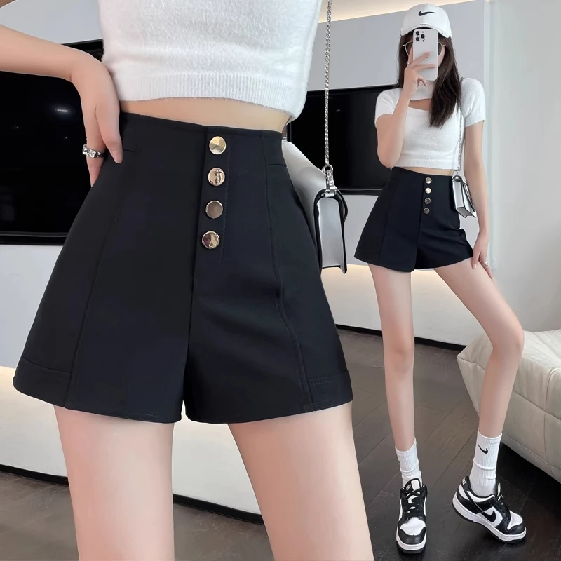 High Waist Black A-Line Shorts Women's Summer New Design Casual Outdoor Wear Slimming Pants Straight Leg Polyester Fiber
High Waist Black A-Line Shorts Women's Summer New Design Casual Outdoor Wear Slimming Pants Straight Leg Polyester Fiber