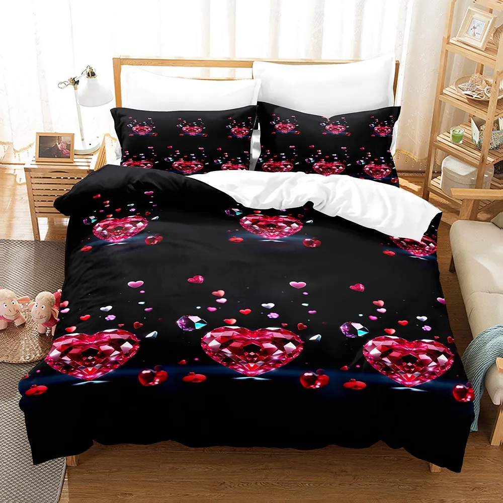 3PCS Black Duvet Cover Set Crystal Diamond Heart Shape Printed Duvet Cover With Pillowcases Single Twin Queen Size Bedding Set
3PCS Black Duvet Cover Set Crystal Diamond Heart Shape Printed Duvet Cover With Pillowcases Single Twin Queen Size Bedding Set