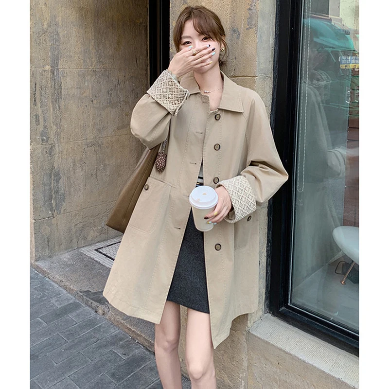 Korean version lace contrasting card color trench coat women windbreaker 2025 Spring Autumn new single breasted casual coat
Korean version lace contrasting card color trench coat women windbreaker 2025 Spring Autumn new single breasted casual coat