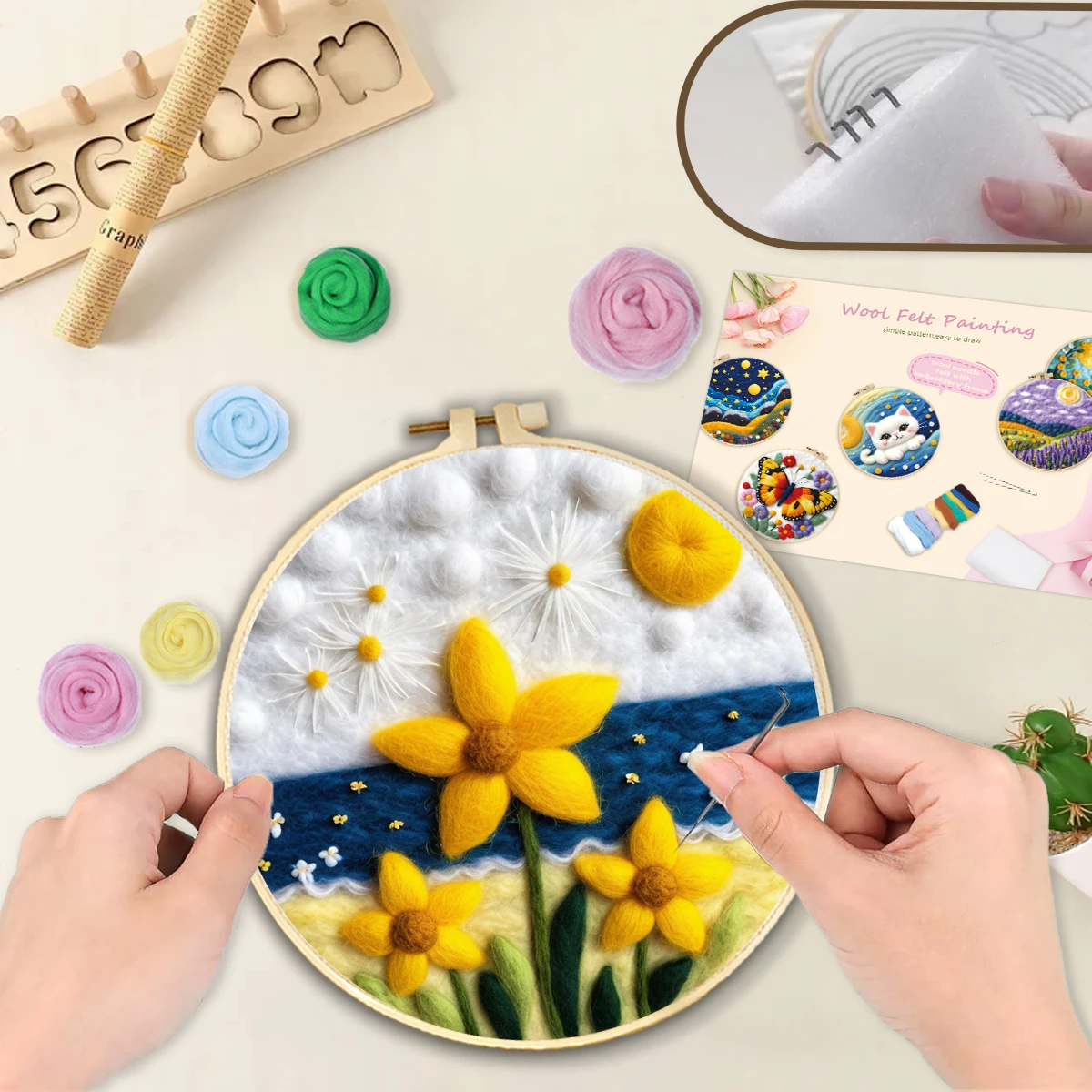 Wool Felt Painting Pink Landscape Felting Kits For Beginners Home Decor Gift Flowers Embroidery Starter
Wool Felt Painting Pink Landscape Felting Kits For Beginners Home Decor Gift Flowers Embroidery Starter