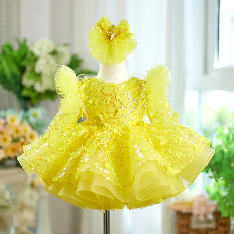 Jill Wish Yellow Sequined Flower Girl Dress Sequined Long Sleeve Princess Children Wedding 1st Birthday Pageant Party Gown J555
Jill Wish Yellow Sequined Flower Girl Dress Sequined Long Sleeve Princess Children Wedding 1st Birthday Pageant Party Gown J555