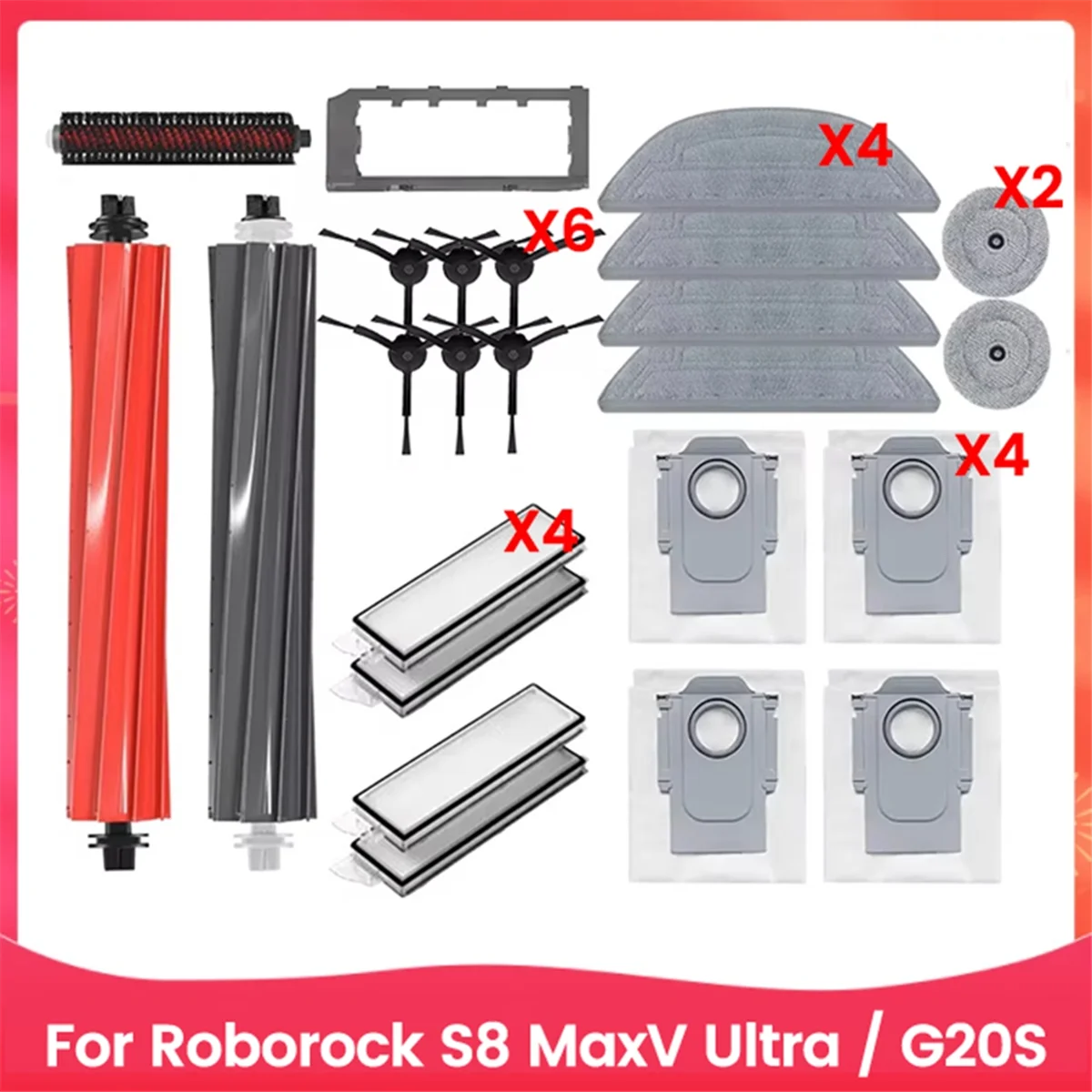 Hot sale 24PCS for S8 MaxV Ultra Robot Vacuum Cleaner Replacement Parts Roller Side Brushes Filters Mop Pads Dust Bags
Hot sale 24PCS for S8 MaxV Ultra Robot Vacuum Cleaner Replacement Parts Roller Side Brushes Filters Mop Pads Dust Bags
