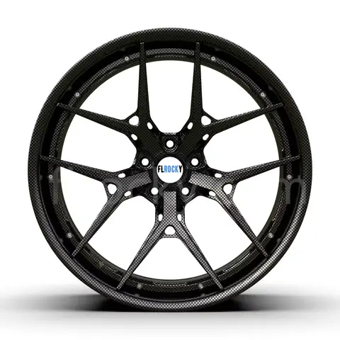 Flrocky Carbon Fiber Luxury Glossy Deep Concave Alloy Car Wheel 5x114.3 5x120 5x130 15 17 18 19 20 21 22 Inch Rim