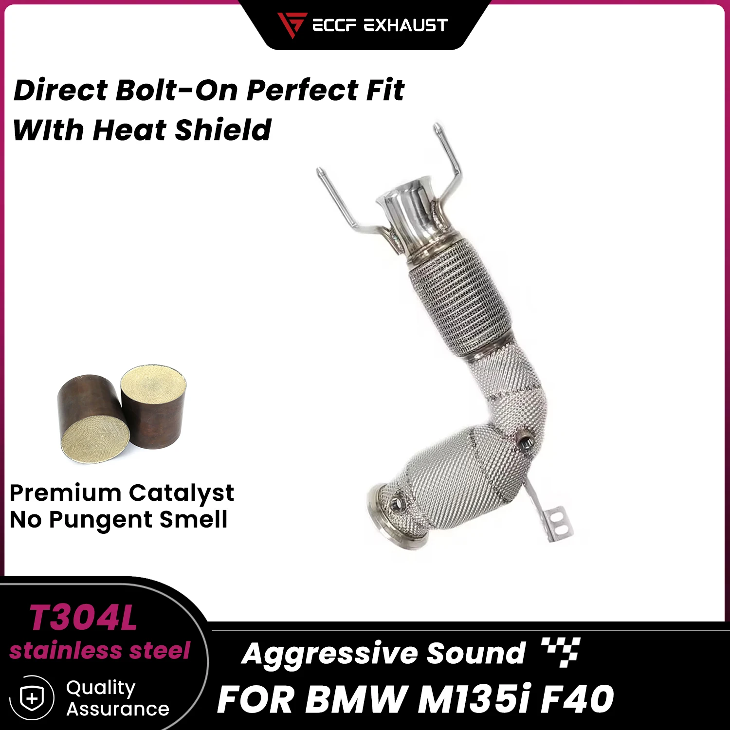 Sporty Downpipe With Heat Shield For BMW M135i F40 Aggressive Exhaust Sound High Flow Easy Installation
Sporty Downpipe With Heat Shield For BMW M135i F40 Aggressive Exhaust Sound High Flow Easy Installation
