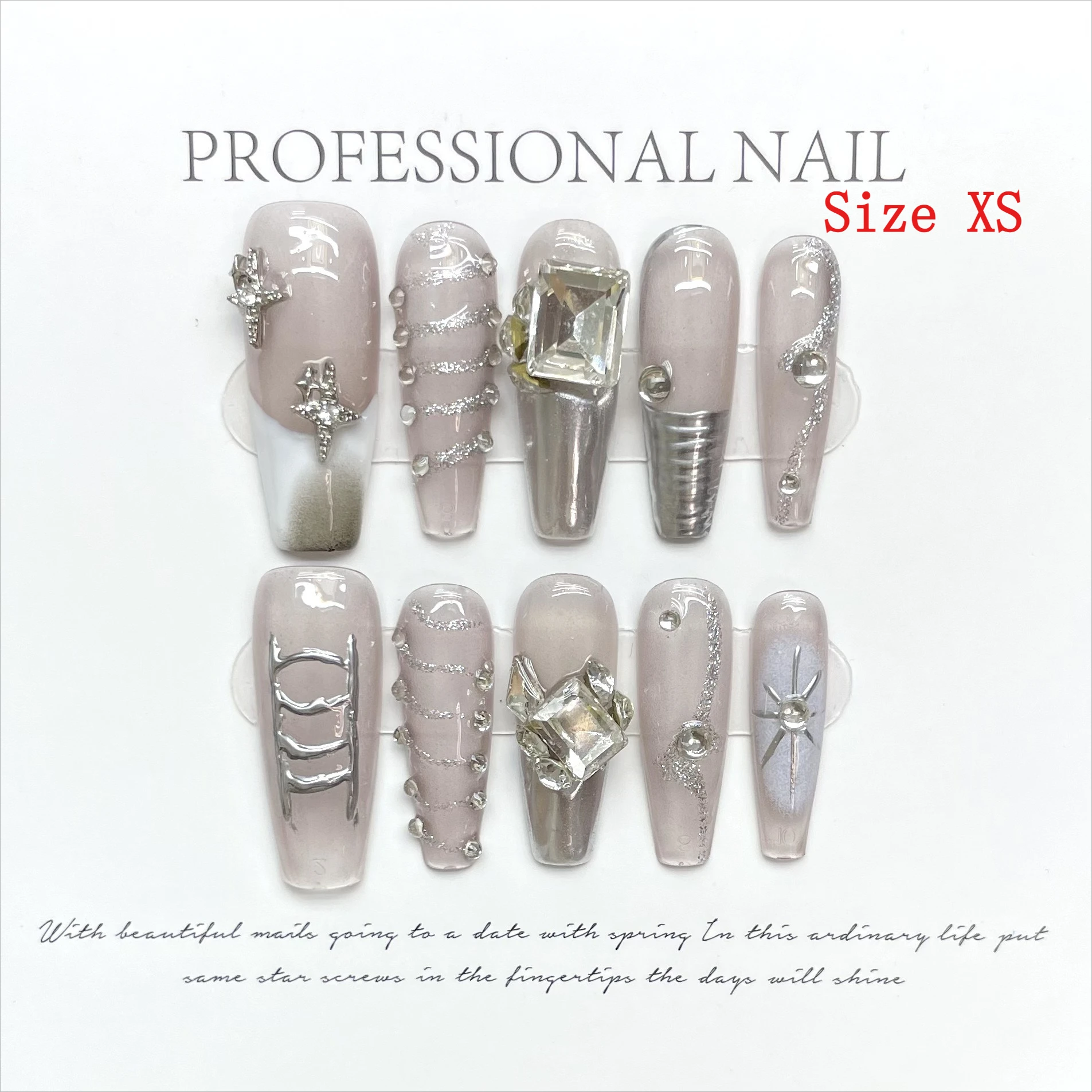 Size XS Flash Rhinestone False Nails Star Glitter Acrylic Press on Nails Cat Eye Nail Art Pearl Handmade French Coffin Fake Nail
Size XS Flash Rhinestone False Nails Star Glitter Acrylic Press on Nails Cat Eye Nail Art Pearl Handmade French Coffin Fake Nail