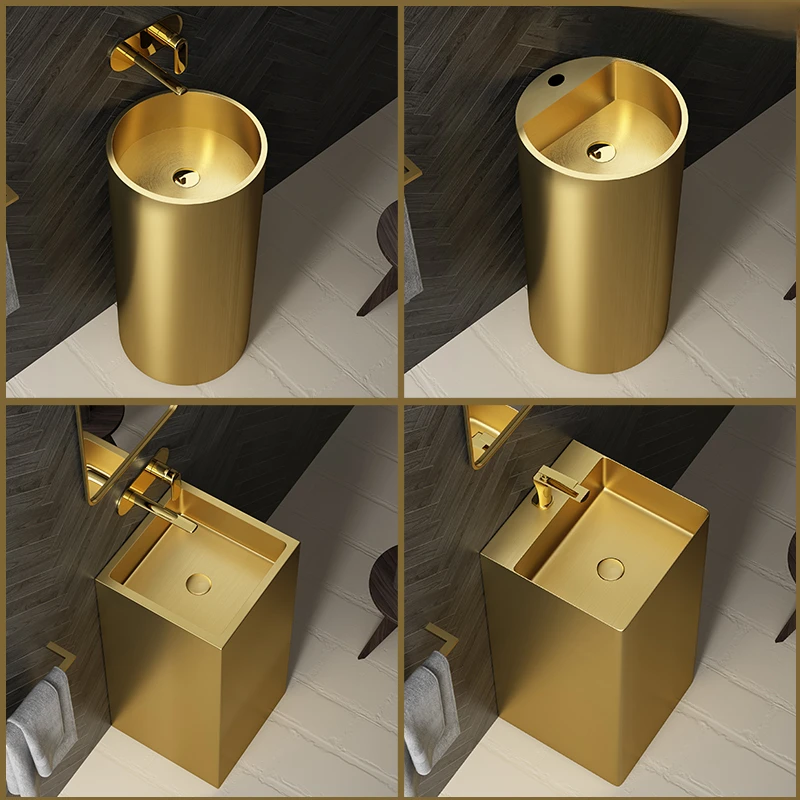 Light luxury 304 stainless steel column style wash basin, villa garden balcony, golden floor integrated wash basin
Light luxury 304 stainless steel column style wash basin, villa garden balcony, golden floor integrated wash basin