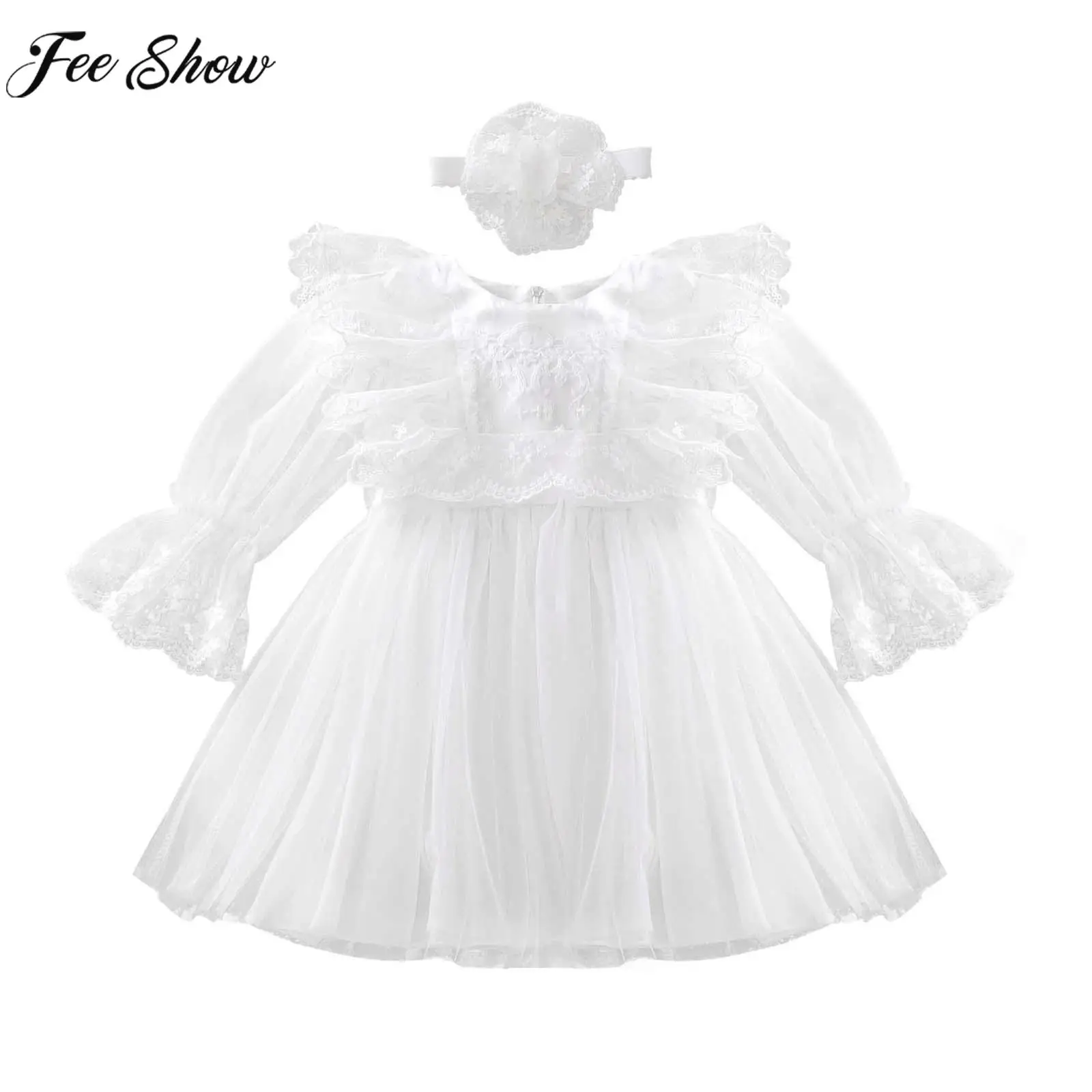 Girls Mesh Long Sleeve Party Dress with Headband Lace Floral Embroidery Princess Tutu Dresses for Wedding Birthday Baptism Gift
Girls Mesh Long Sleeve Party Dress with Headband Lace Floral Embroidery Princess Tutu Dresses for Wedding Birthday Baptism Gift