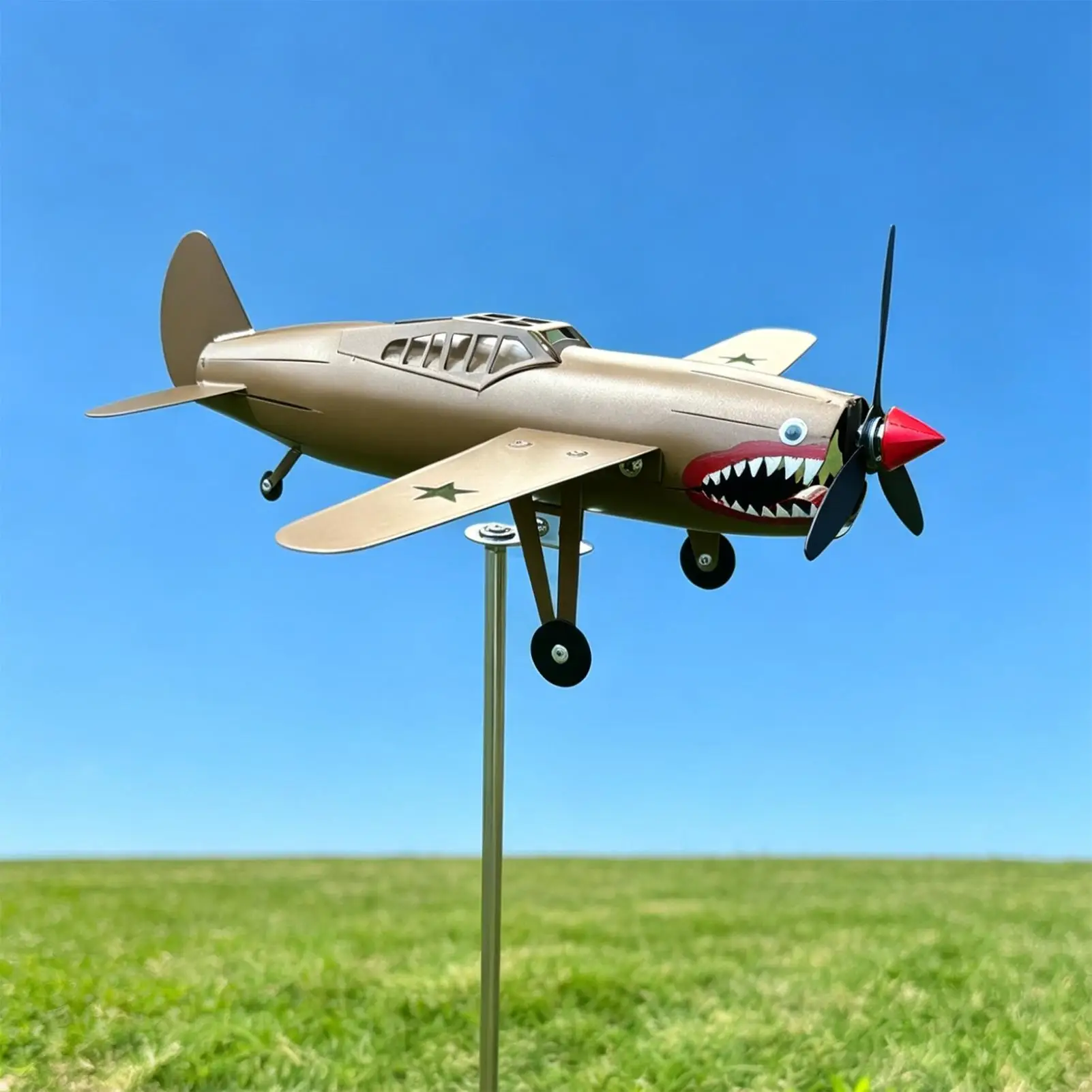 Garden Wind Spinners Shark Mouth Airplane Outdoor Weathervane Decor Warplane Porch Windmill for Aviation Lover Pilot Veterans
Garden Wind Spinners Shark Mouth Airplane Outdoor Weathervane Decor Warplane Porch Windmill for Aviation Lover Pilot Veterans