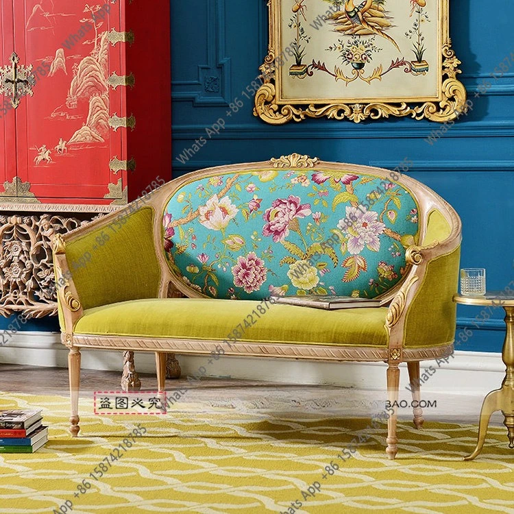 French solid wood carving flower fabric sofa designer comfortable villa court retro furniture
French solid wood carving flower fabric sofa designer comfortable villa court retro furniture