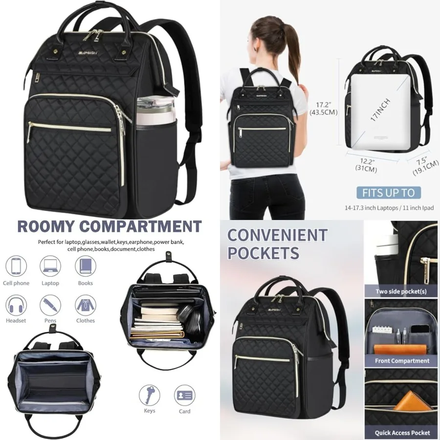 Laptop Backpack for Women, Work Business Travel Computer College Bags, Large Capacity Water-repellent Quilted Casual Daypack
Laptop Backpack for Women, Work Business Travel Computer College Bags, Large Capacity Water-repellent Quilted Casual Daypack