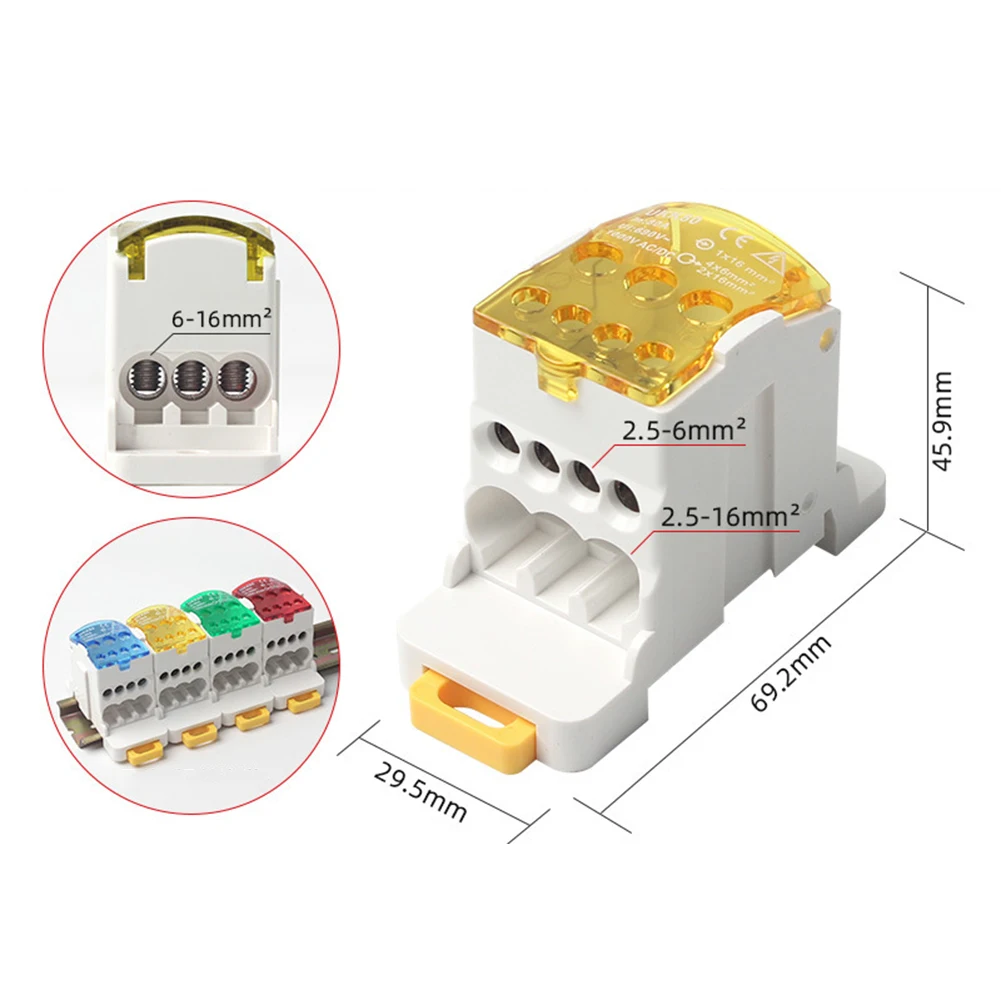 Electrical Distribution DIN Rail Connector Flame Retardant Insulation Color Yellow Multiple Outputs Rail Installation
Electrical Distribution DIN Rail Connector Flame Retardant Insulation Color Yellow Multiple Outputs Rail Installation