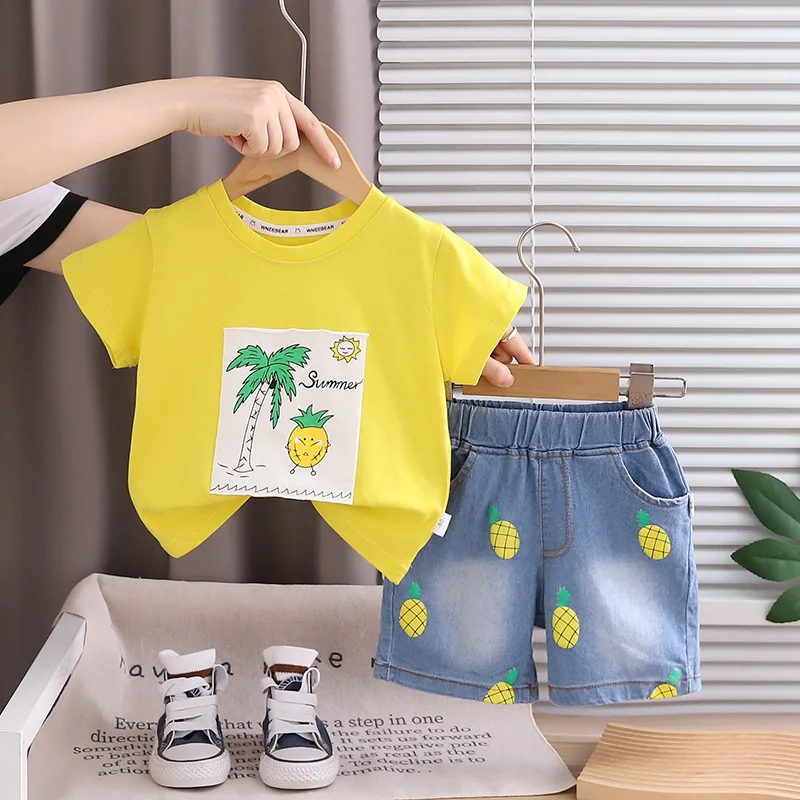 Summer Toddler Boys Outfit Set 2026 New Boys Girls Pineapple Print Short Sleeve T-shirt and Denim Shorts Two Piece Kids Clothes
Summer Toddler Boys Outfit Set 2026 New Boys Girls Pineapple Print Short Sleeve T-shirt and Denim Shorts Two Piece Kids Clothes