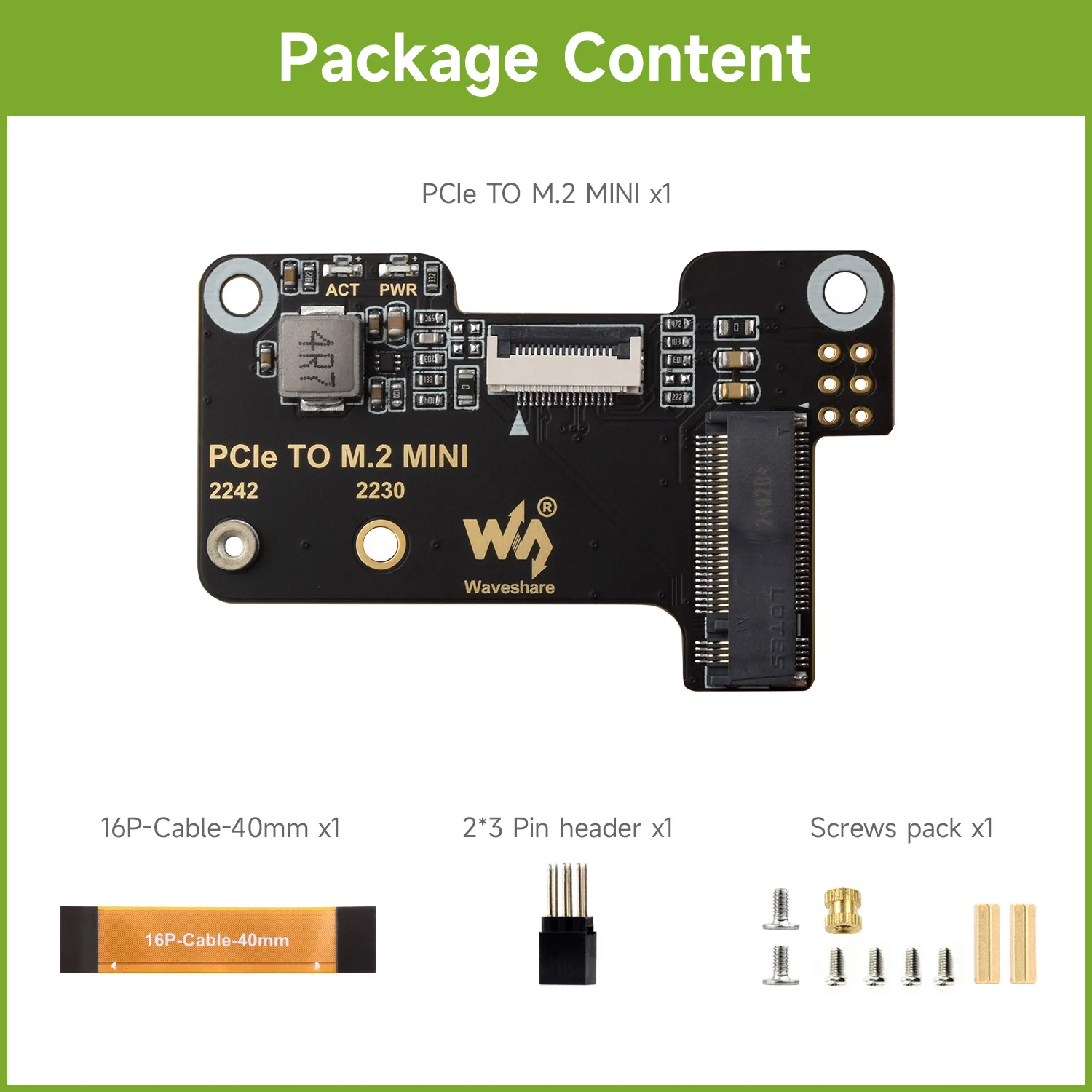 Waveshare PCIe To M.2 Mini Adapter for Raspberry Pi 5, Supports NVMe Protocol M.2 Solid State Drive, Raspberry Pi 5 NVMe HAT
Waveshare PCIe To M.2 Mini Adapter for Raspberry Pi 5, Supports NVMe Protocol M.2 Solid State Drive, Raspberry Pi 5 NVMe HAT