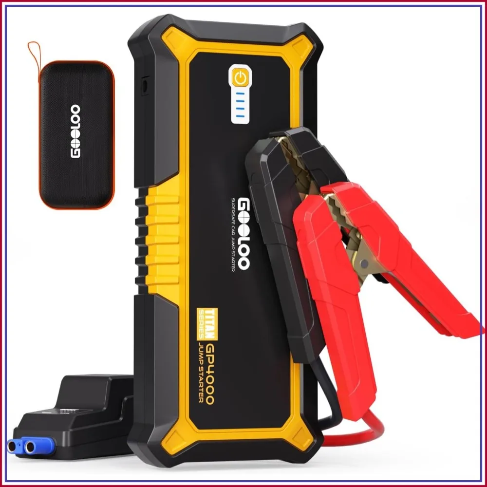 4000A Peak Car Jump Starter for All Gas & 10.0L Diesel, 12V Lithium Battery Booster Pack with USB Quick Charge and Type-C Port
4000A Peak Car Jump Starter for All Gas & 10.0L Diesel, 12V Lithium Battery Booster Pack with USB Quick Charge and Type-C Port